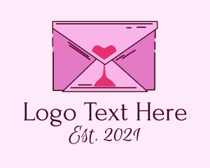 Sand Timer - Romantic Envelope Hourglass logo design
