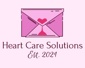 Romantic Envelope Hourglass logo design