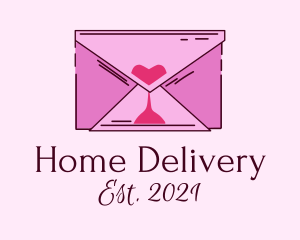 Romantic Envelope Hourglass logo design