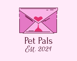 Romantic Envelope Hourglass logo design