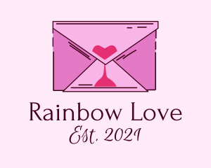 Romantic Envelope Hourglass logo design