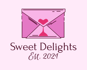 Romantic Envelope Hourglass logo design