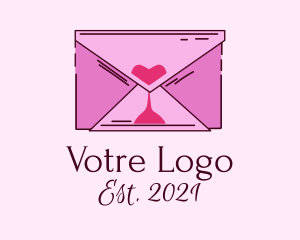 Love Letter - Romantic Envelope Hourglass logo design
