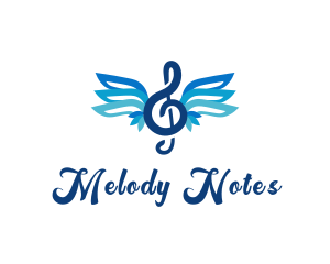 Notes - Flying Musical Note logo design