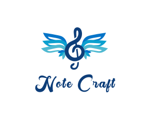 Note - Flying Musical Note logo design
