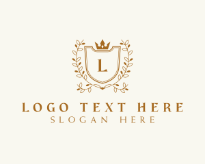 Deluxe - Floral Crown Shield logo design