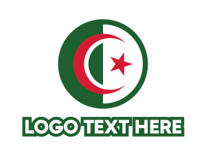 Country - Circle Algeria Flag logo design