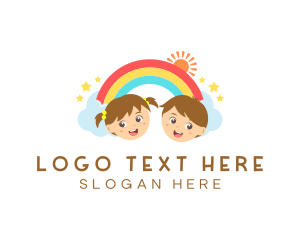 Teacher - Children Rainbow Kindergarten logo design