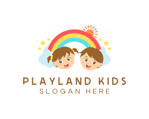 Children Rainbow Kindergarten logo design