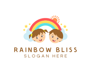 Children Rainbow Kindergarten logo design