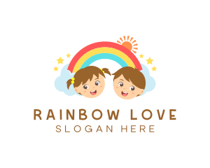 Children Rainbow Kindergarten logo design