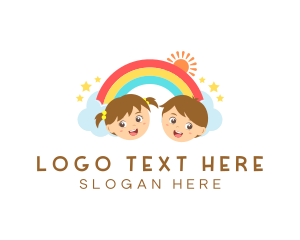 Children Rainbow Kindergarten logo design