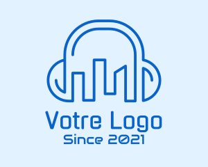 Music Equipment - City Building Headphones logo design