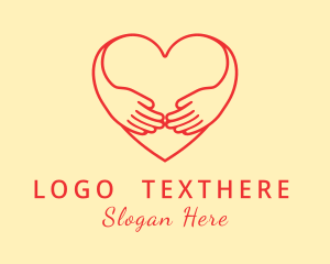 Hand - Red Heart Hug logo design