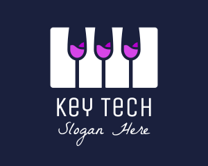 Champagne Piano Keyboard logo design