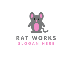 Cute Baby Mouse logo design