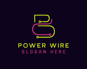 Wiring - Neon Wire Circuit logo design