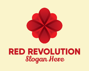 Red Feminine Flower logo design