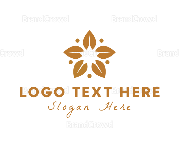 Golden Flower Leaves Logo