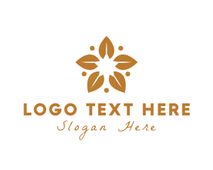 Massage - Golden Flower Leaves logo design