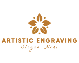 Golden Flower Leaves logo design