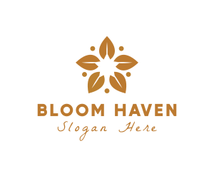 Golden Flower Leaves logo design