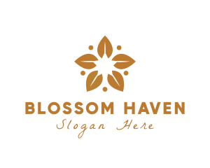 Flower - Golden Flower Leaves logo design