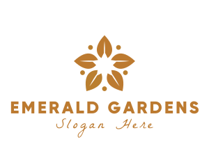 Golden Flower Leaves logo design