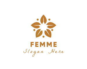 Golden Flower Leaves logo design