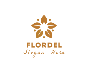 Golden Flower Leaves logo design