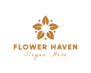 Golden Flower Leaves logo design