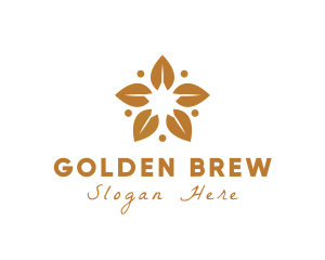 Golden Flower Leaves logo design