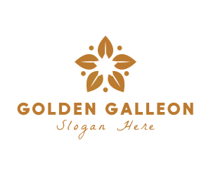 Golden Flower Leaves logo design