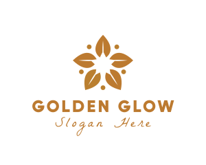 Golden - Golden Flower Leaves logo design