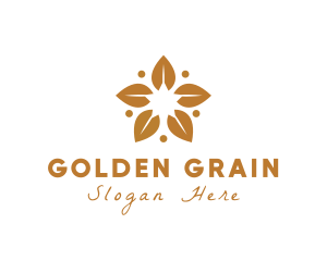 Golden Flower Leaves logo design