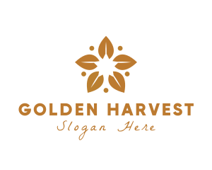 Golden - Golden Flower Leaves logo design