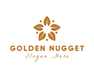 Golden Flower Leaves logo design