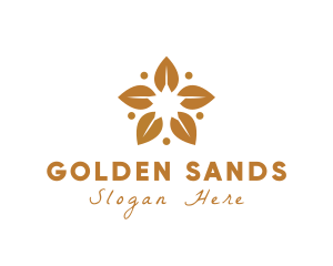 Golden Flower Leaves logo design