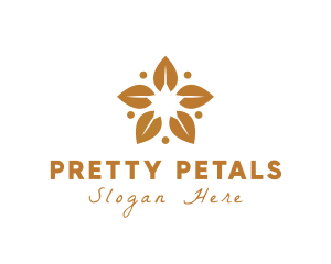 Pretty - Golden Flower Leaves logo design