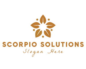 Golden Flower Leaves logo design