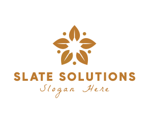 Golden Flower Leaves logo design