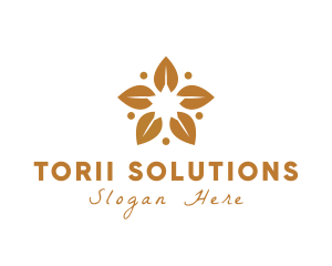 Golden Flower Leaves logo design