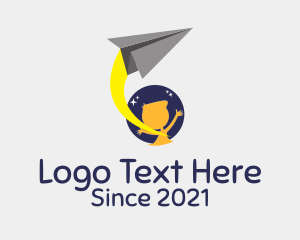 Travel Agency - Child Moon Paper Plane logo design