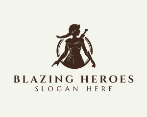 Woman Warrior Hero logo design