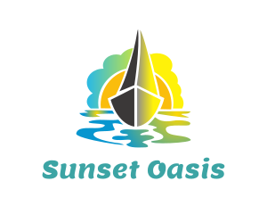 Boat & Sunset logo design