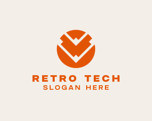 Tech CommercialLetter V logo design