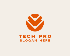 Tech CommercialLetter V logo design