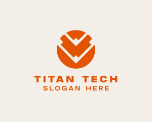 Tech CommercialLetter V logo design