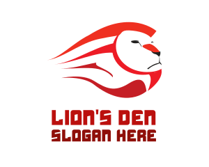 Red Fire Lion Sport Ball logo design