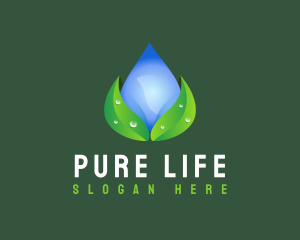 Alkaline - Water Drop Leaf logo design